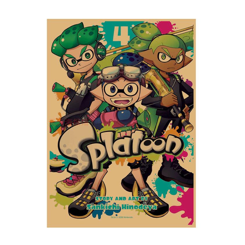 Splatoon Warriors Anime Poster - Retro Kraft Paper Wall Art for Game Rooms & Cafes