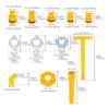 16pcs Coolant Funnel Kit Large Injection Port Anti Overflow Includes Cloth ABS Rubber Universal Fit