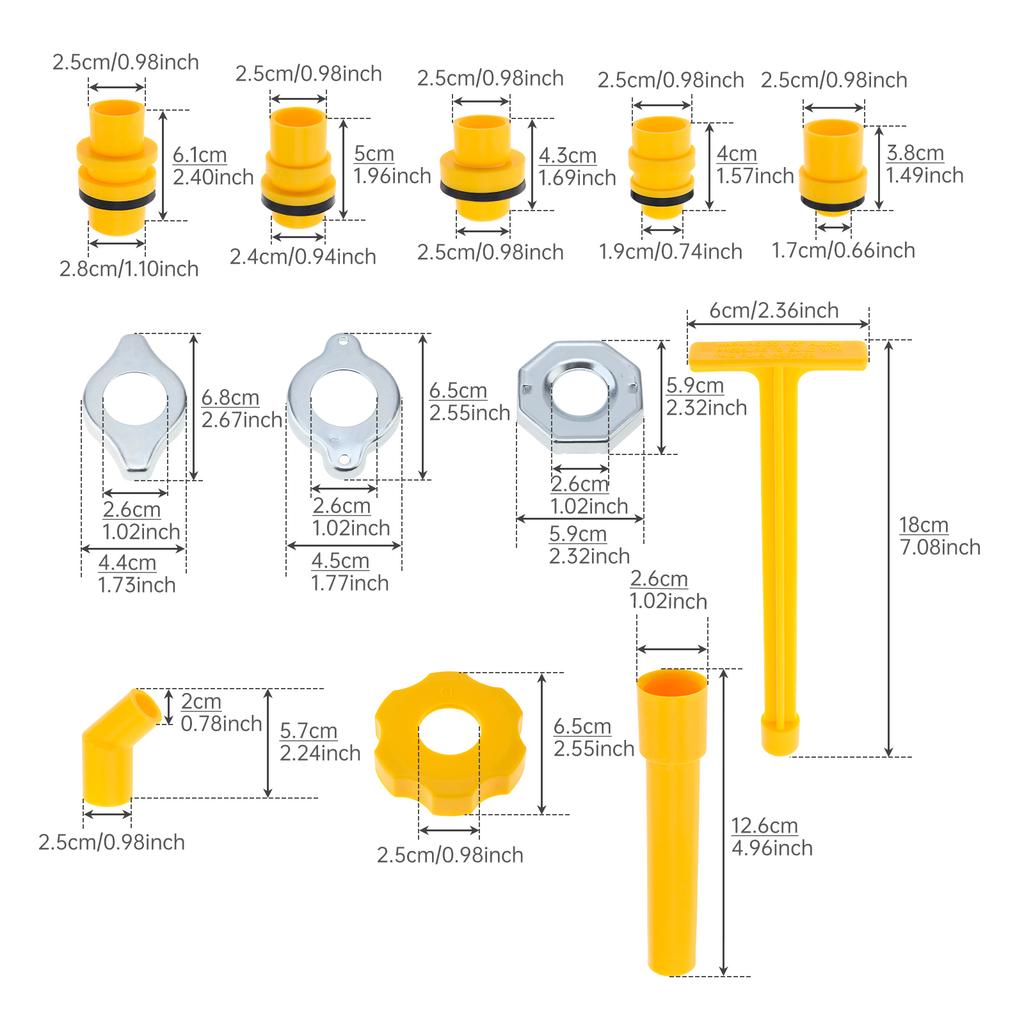 16pcs Coolant Funnel Kit Large Injection Port Anti Overflow Includes Cloth ABS Rubber Universal Fit