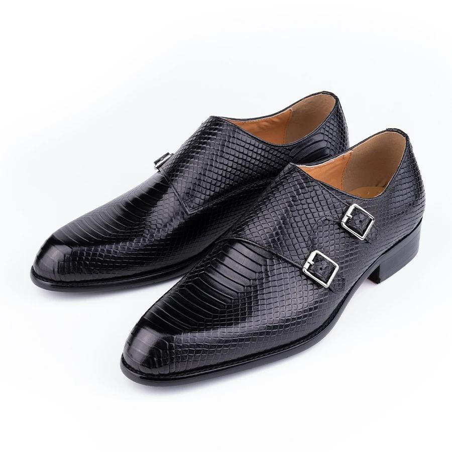 Fashion Genuine Leather Shoes Handmade Loafers for Men High Quality Buckles Monk Shoe Male Sapato Social Masculino Business Formal Shoes