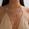 Boho Multilayer Starfish Shell Seahorse Pendant Long Necklace For Women Imitation Pearl Beaded Choker Beach Party Jewelry Gifts