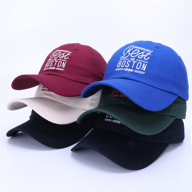 New Fashion Ethnic Curved Embroidered Letters BOSTON 6-Panel Baseball Cap Spring Summer Cotton Sunshade Men All-match