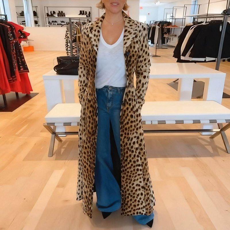 Ladies  Suit Leopard Print Coat Casual Windbreaker Leopard Print [Ready in Stock] S