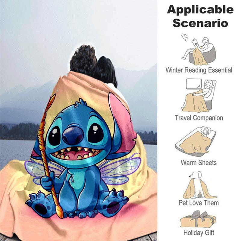 1pc Stitch Printing Blanket - Soft, All-Season Throw for Living Room, Bedroom,Travel