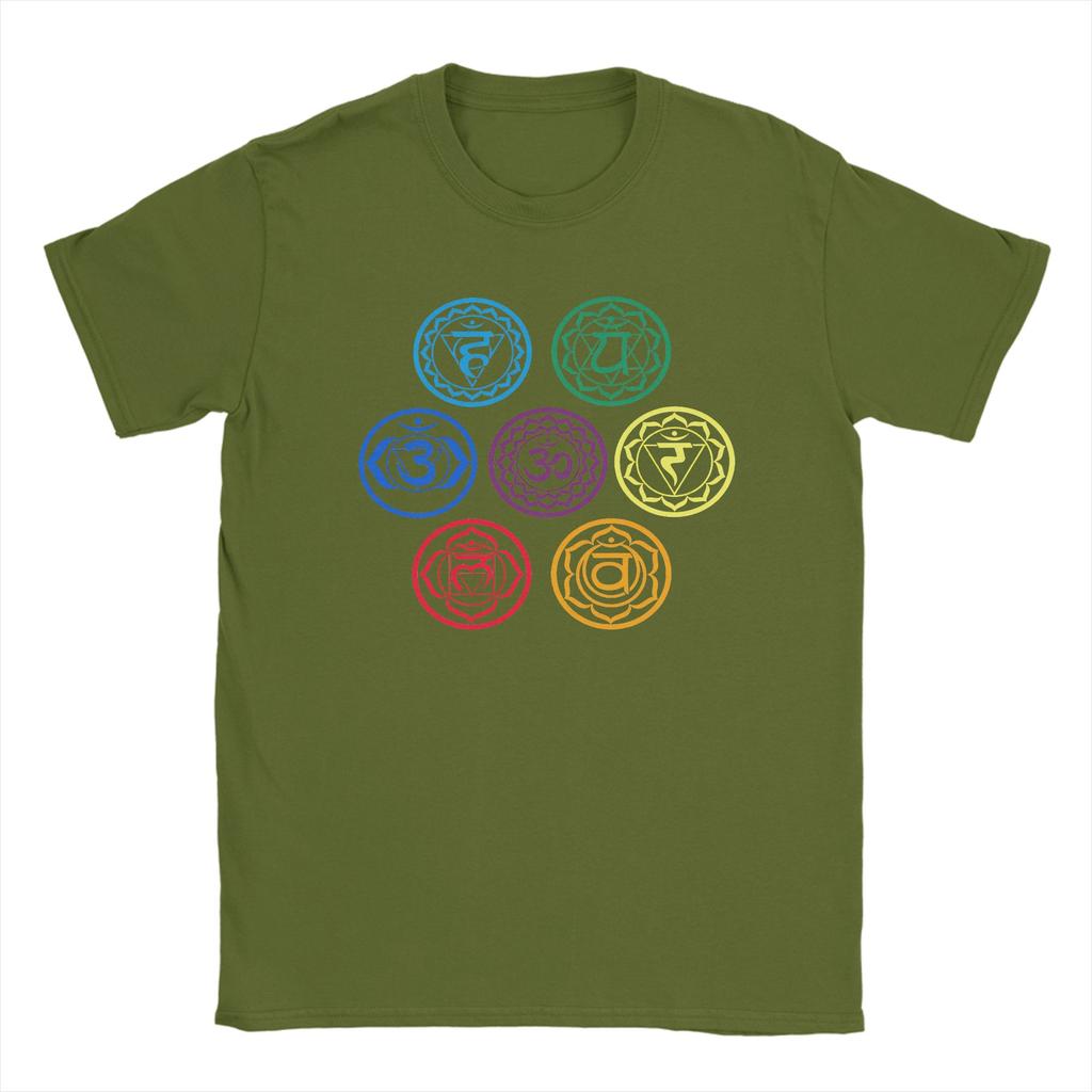 Chakras Spiritual Meditation Zen Om Buddhism Energy T Shirts Unisexs  Cotton Amazing TShirts Round Neck  Tees Short Sleeve Tops