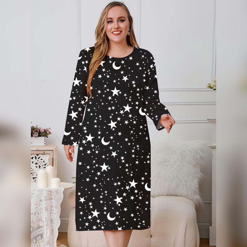 Plus Size Women's Nightgown - Casual Comfortable Loungewear Sleep Dress