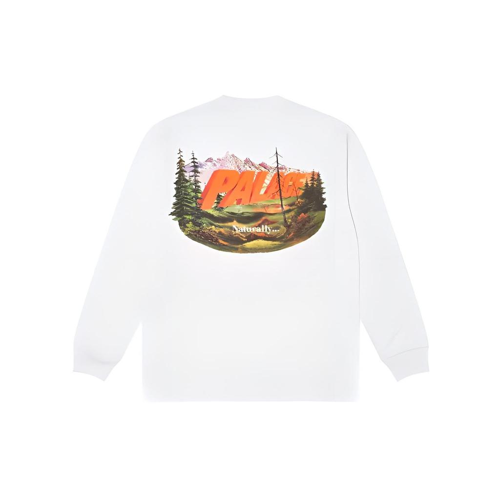 Palace FW21 Chapping Scenic Print Crew Neck Long Sleeve T-Shirt Unisex Tops White P21LS009