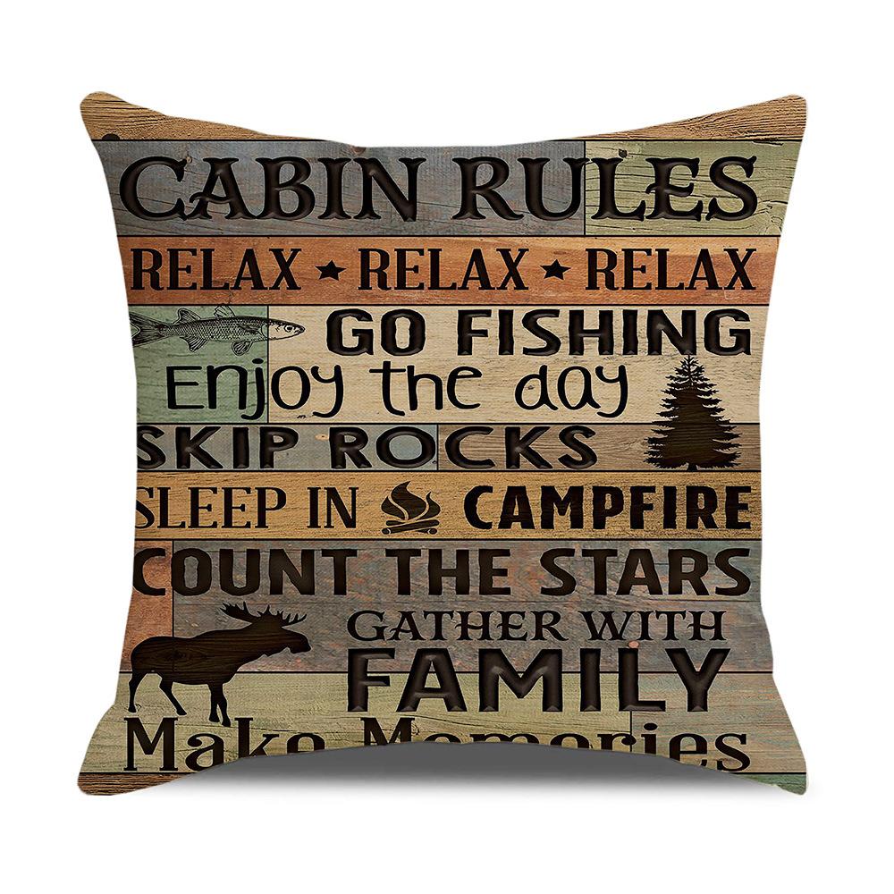 Retro American Wooden Board Letters Admonishment Digital Printing Linen Pillowcase New Home