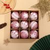 9PCS Glitter Christmas Ball Ornaments Lightweight Traditional Xmas Hanging Balls Reusable Snowflake Pattern