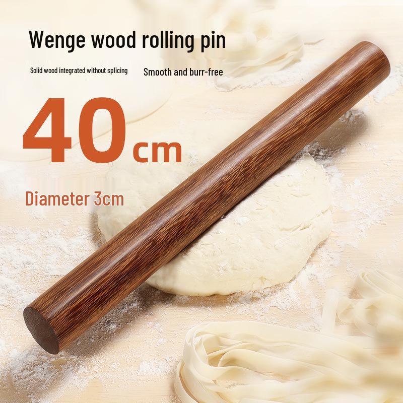 Solid Wood Rolling Pin for Dough, Dumplings & Baking - Round Head Design