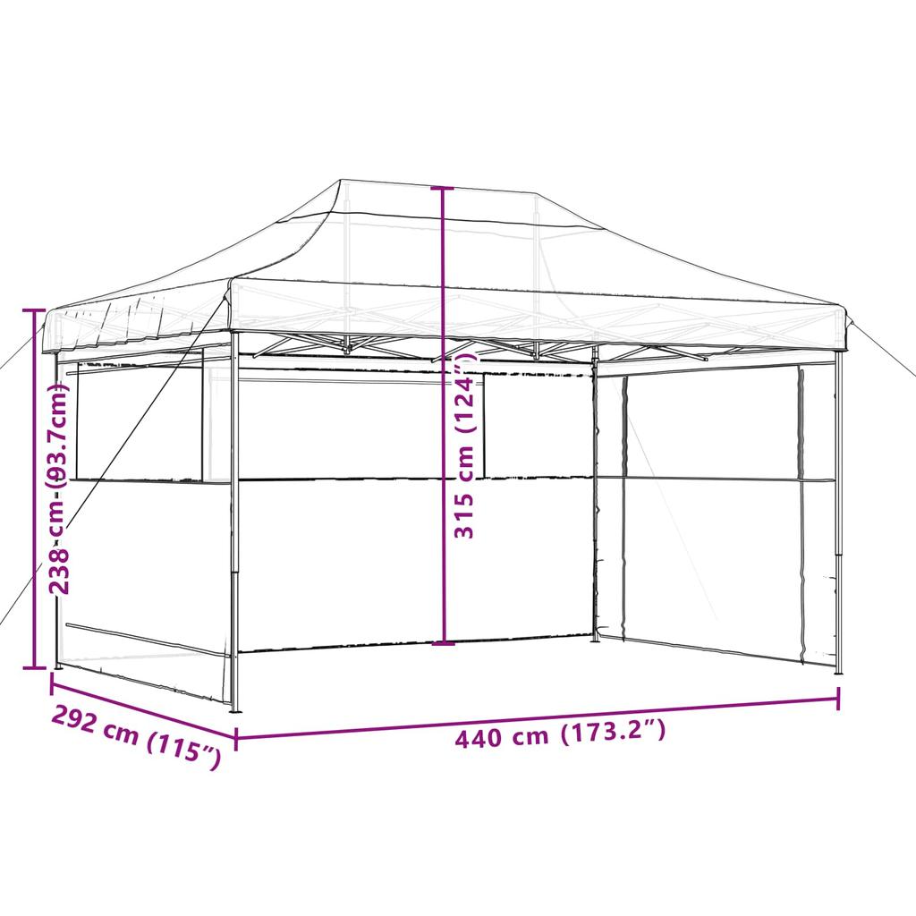 Foldable Pop Up Party Tent with 3 Side Panels Green