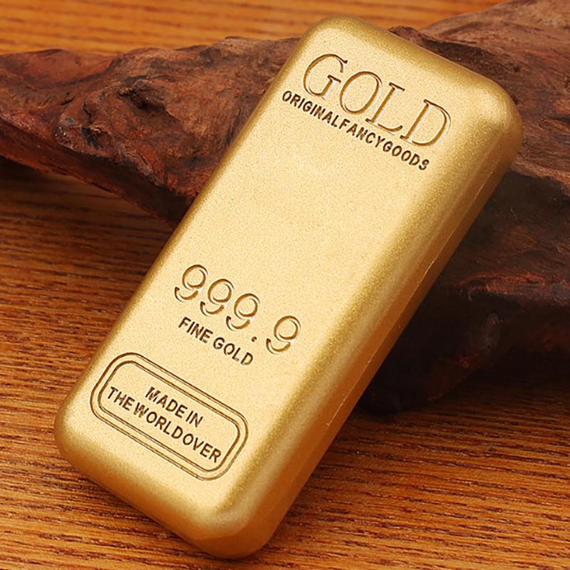 Imitation Gold Bars Brass Core Fake Gold Block Craft Collection Gift Home Office Lucky Feng Shui Decorations Photography Props