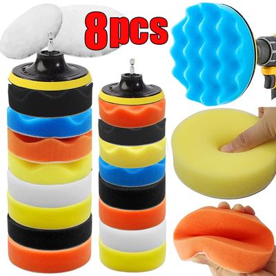 Set 8 Buc Discuri Burete Lustruire Pluș Ceruire Polizare Unghi Curățare Roată Burete Frumusete Auto Set Lustruire Bormașină Electrică