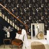 Black Floral Wallpaper Peel and Stick Contact Paper Waterproof Self-Adhesive Vinyl Wrap for Bedroom  Bathroom Cabinets Decor