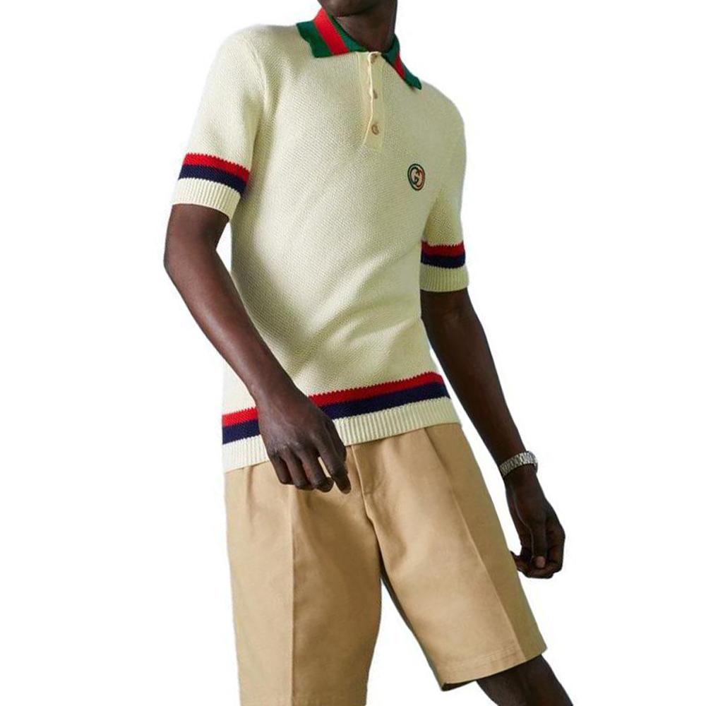 Gucci Polo Shirts Men's Ivory Polo Collar Moderate 739954XKC9O9275