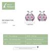 Bamoer Pink Romantic Laybug Stud Earrings for Women 925 Silver Tiny Earrings for Girl Gfits Original Design SCE715