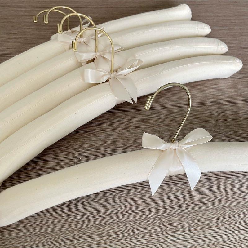 Padded Hangers Set of 5,Large Heavy Duty Cotton Covered Coat Hangers No Shoulder Bump for Women Clothes, Sweater, Dresses, Clothing, Wedding, Lingerie