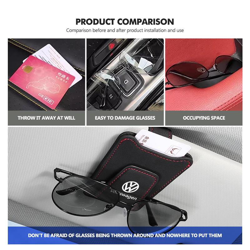 For Volkswagen VW Car Glasses Clip Sun Visor Sunglasses Card Holder Accessory Golf 4 5 6 7 Polo Jetta Sagitar Magotan Passat B5 Zj0