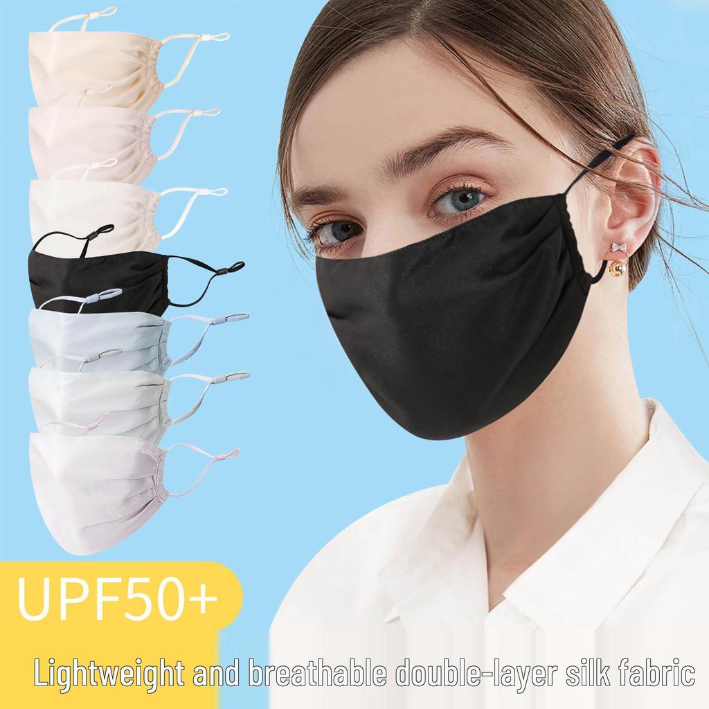 Double-Layer Silk Face Mask for Women - Breathable, Washable, Mulberry Silk, Sun Protection