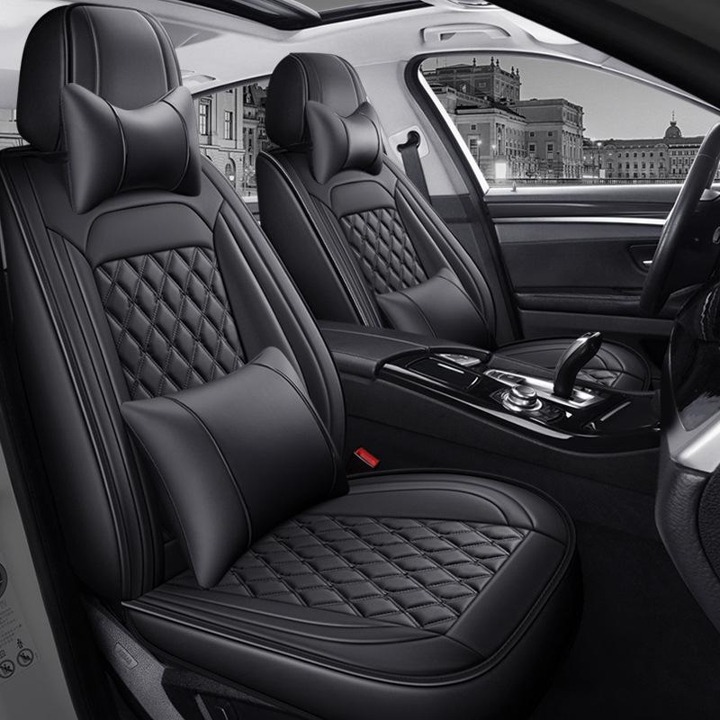 Leather Car Seat Covers, Universal Faux Leather Car Seat Covers 5 Seats, Automotive Seat Covers for Most Sedans SUVs Trucks, Front and Rear Seat Cover