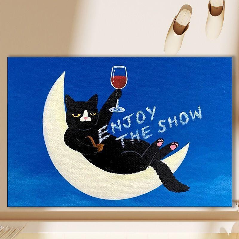 Cartoon Black Cat Diatom Anger Bathroom Floor Mat Bathroom Toilet Home Anti Slip Quick Drying Simple Toilet Floor Mat