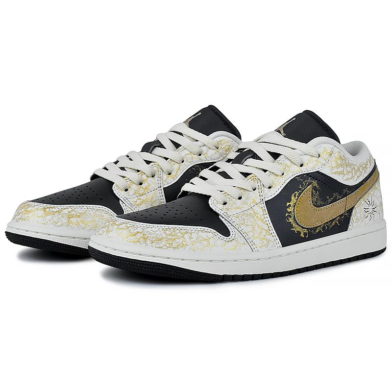 Jordan Air Jordan 1 Abrasion Resistant Low top Vintage Basketball Shoes Men's Black White IH0649-021(Team96-)
