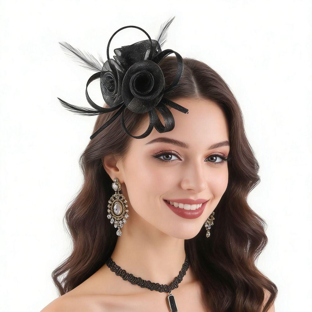 Elegant 3D Flower Fascinators Hat Large Flower Formal Rose Fascinators Tea Party Hats Women's Headwear