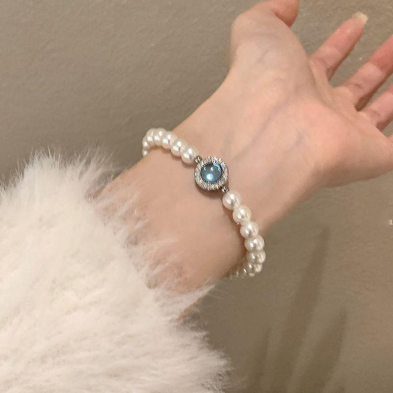 

Sweet And Fresh Aquamarine Zircon Bracelet Women S Niche Design Advanced Sense Exquisite Fashion Jewelry Bracelet Women