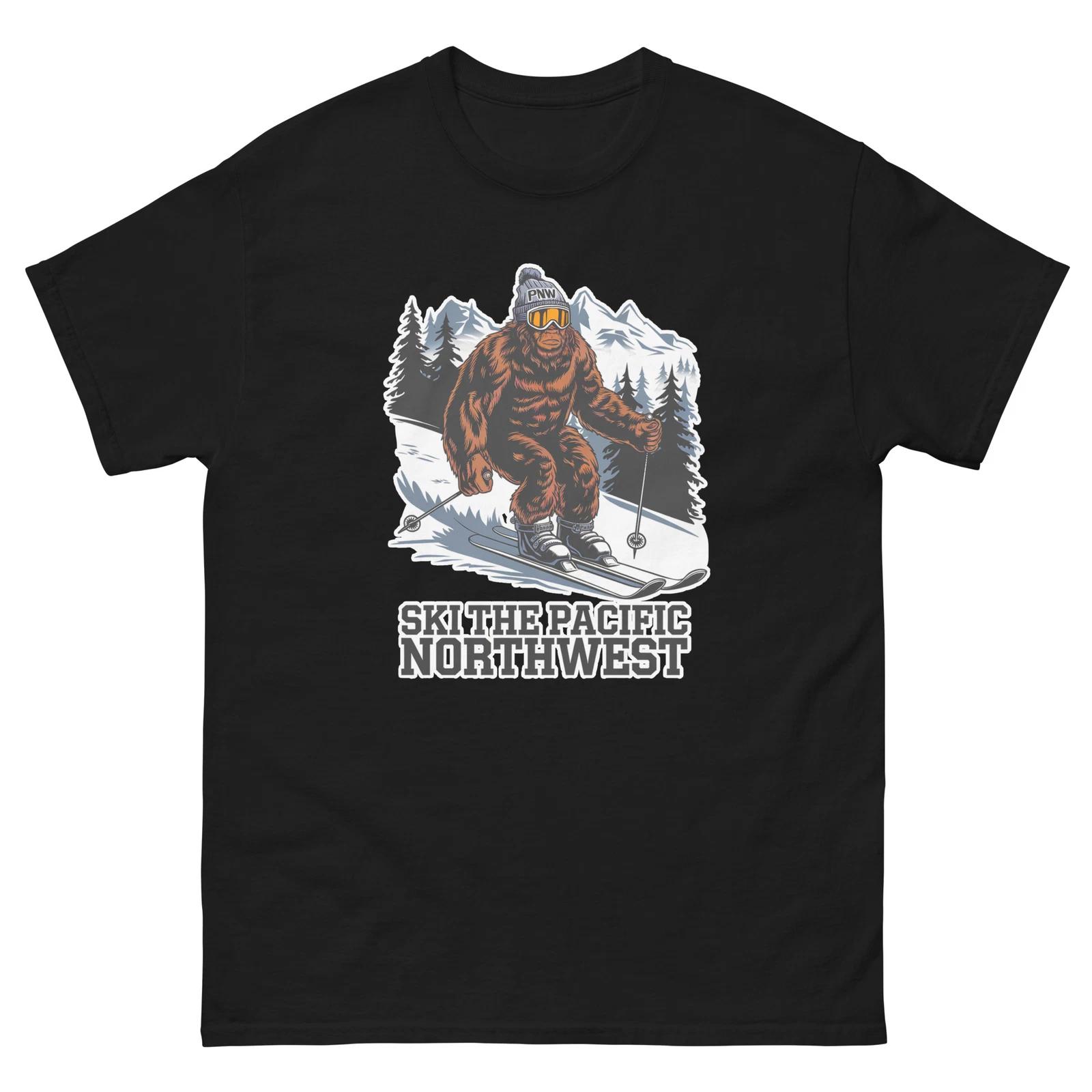 SKi The Pacific Northwest Bigfoot Skiing Skier Animal T-Shirt S