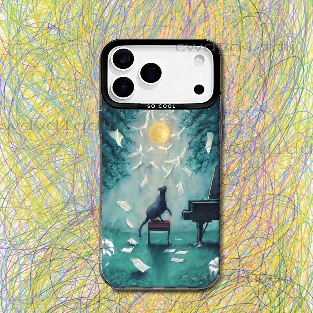 Y-Yorushika Japanese Spring Thief For iPhone 17,16,15,14,13,12,X,8,Pro,Max,Plus,SE4,Air,Mini Black IMD Matte Case