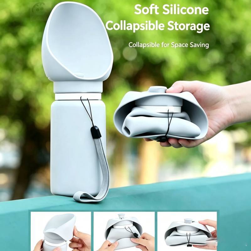 Reise-Wasserflasche für Haustiere mit lebensmittelechtem Silikon, faltbares Design für Hunde