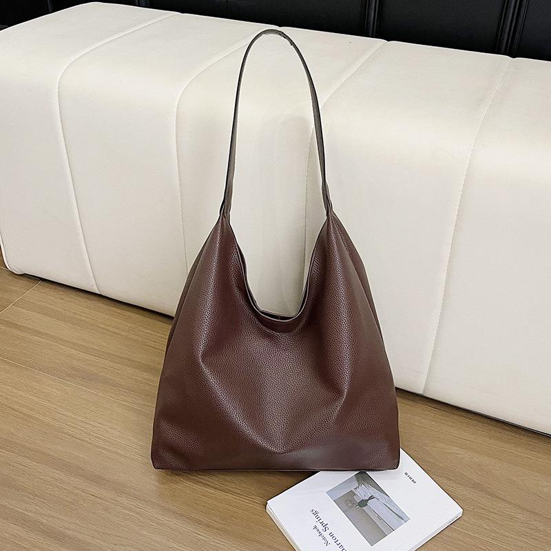 Tote Bag Retro Solid Color Niche Texture Versatile Handbag Shoulder Bag Large Capacity Women Commuting Casual Simple