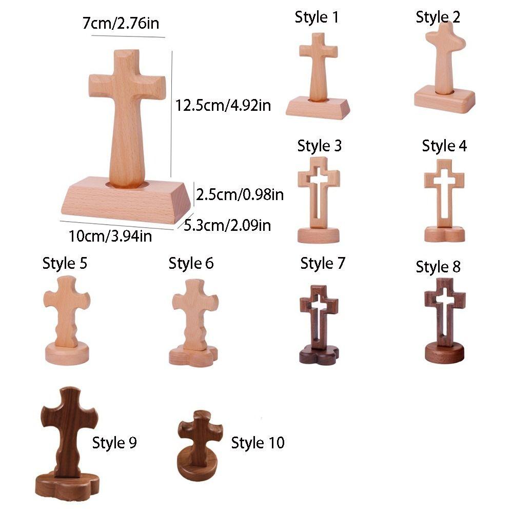 Standing Wooden Crosses Vintage Crucifix Sculpture Art Religious Crosses Ornament  Easters Faith