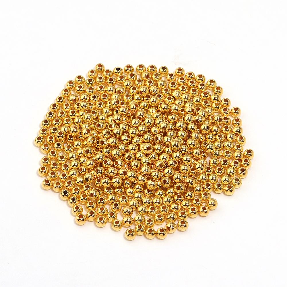 10-1000pcs ABS Imitation Pearl Beads 3-20mm Gold Round Loose Spacer Beads For DIY Jewelry Making Bracelet Necklace Acessories