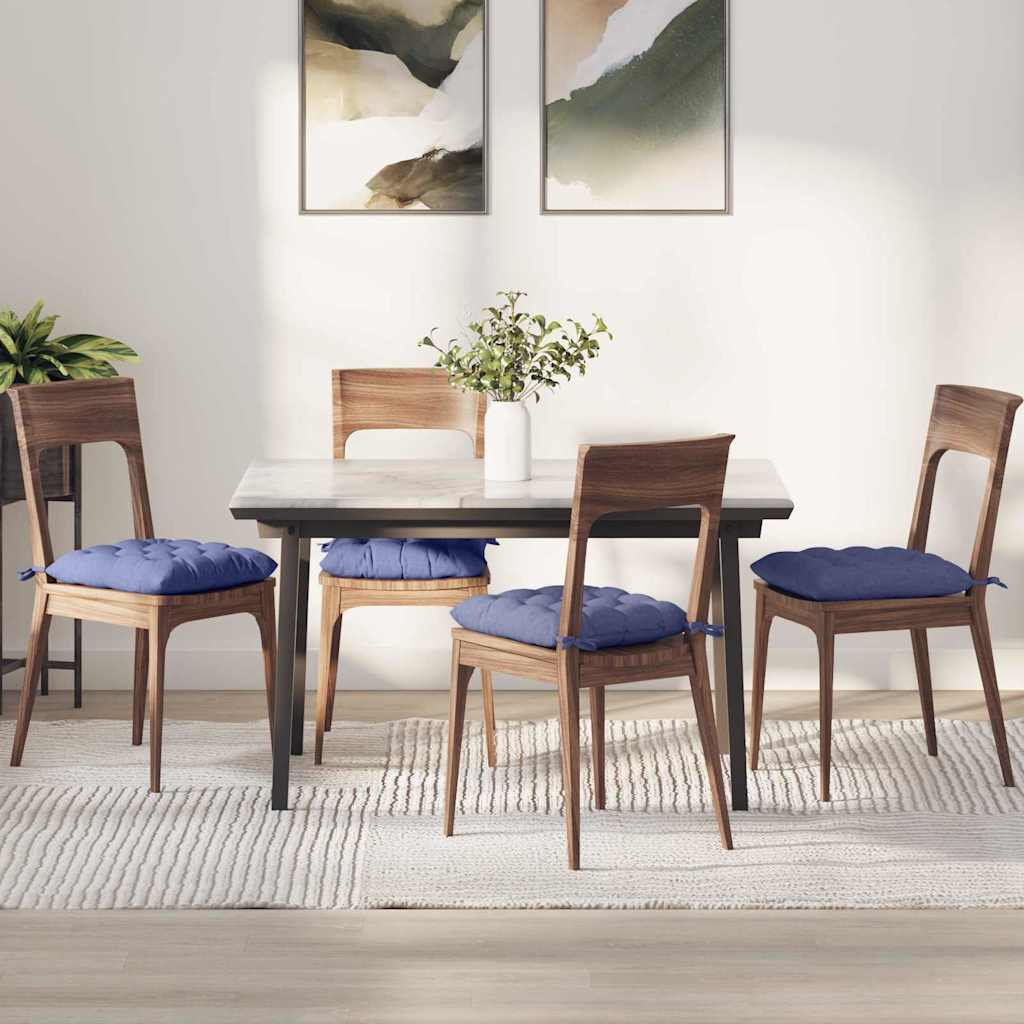 Seat Cushions 4 Pcs Denim Blue 40 X 40 X 6 Cm Fabric