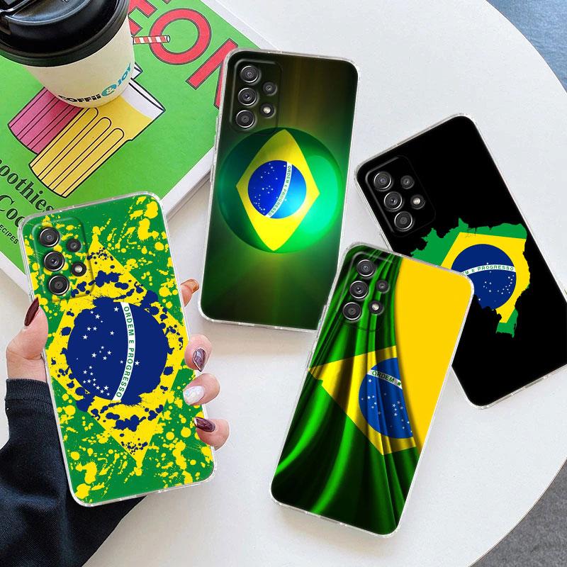 Brazil Flag Clear Soft Phone Case For Samsung Galaxy A56 A57 A37 A55 A54 A36 A35 A26 A25 A16 A17 A07 A52 A34 A73 A53 A21s Cover