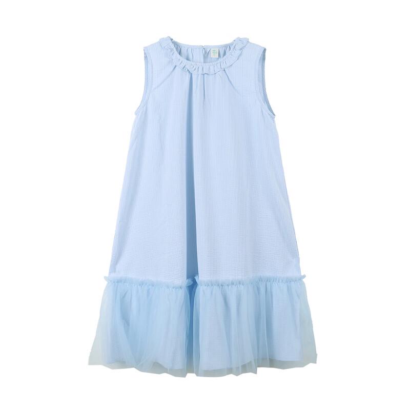 Girls' Lace Round Neck Sleeveless Mesh Dress