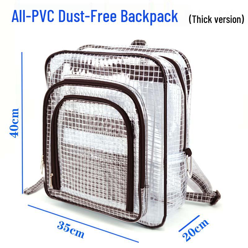 Transparent Anti-Static PVC Tool Bag - Dust-Free Cleanroom Crossbody/Shoulder Bag with Grid Storage