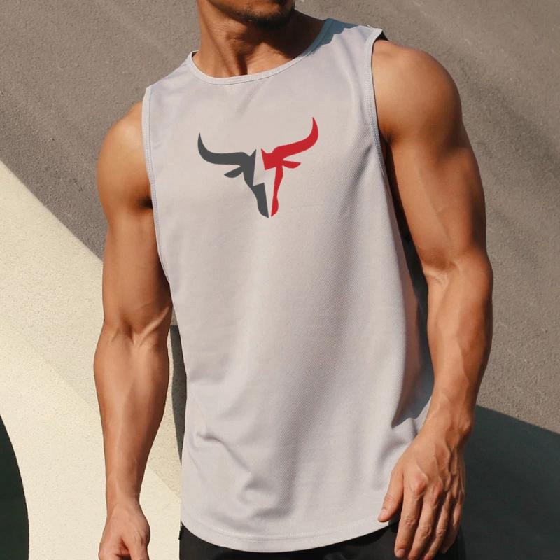 Pánské fitness tílko bez rukávů, rychleschnoucí vesta ze síťoviny