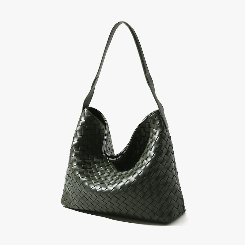 Herbst- und Winter-Handwebtasche Große Kapazität Umhängetasche Leder Damenhandtasche Trendige Schultertasche