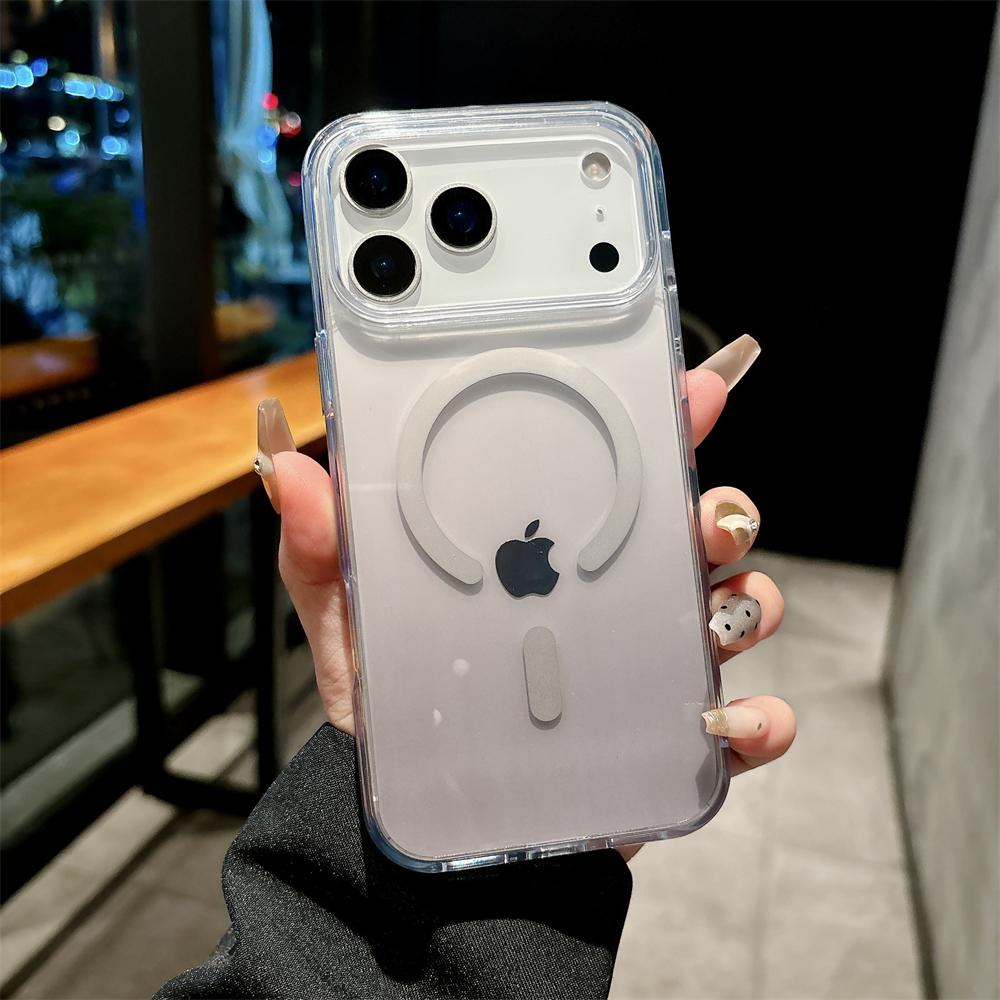 Transparent Gradient Magnetic Wireless Charging Phone Case For iPhone 17 16 15 14 13 Pro Max Plus For Magsafe Shockproof Cover