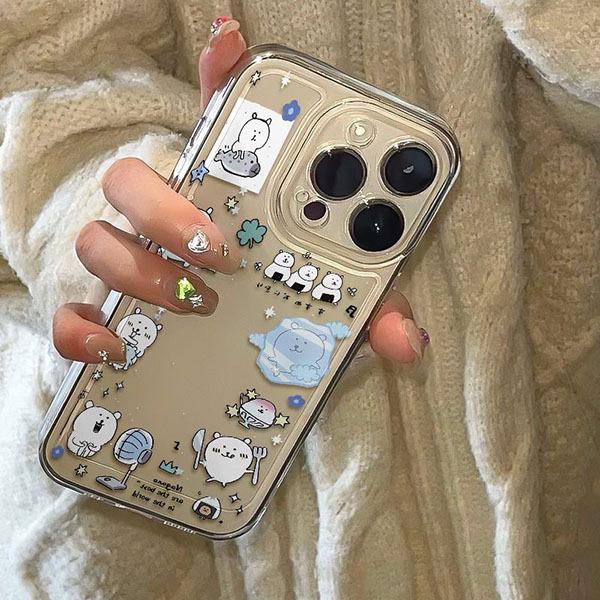

Transparent Soft Shell Self-Deprecating Bear Case for Apple 15/14/17 Pro Max - Trendy and Hot Selling iPhone X/XS
