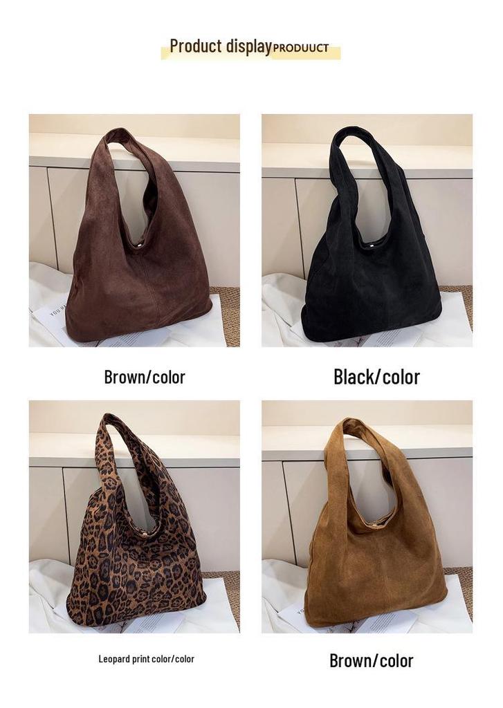 2026 Retro Frosted Suede Mother-Child Shoulder Bag – Large Capacity, Autumn Style