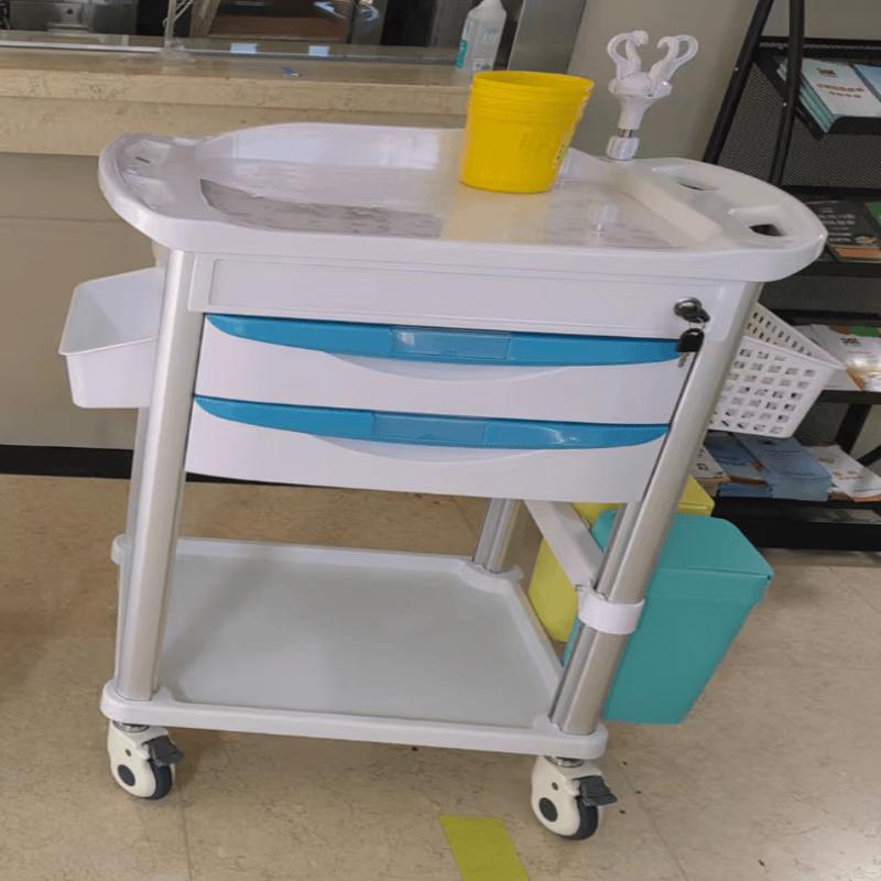 ABS Double-Layer Service Cart with Bins