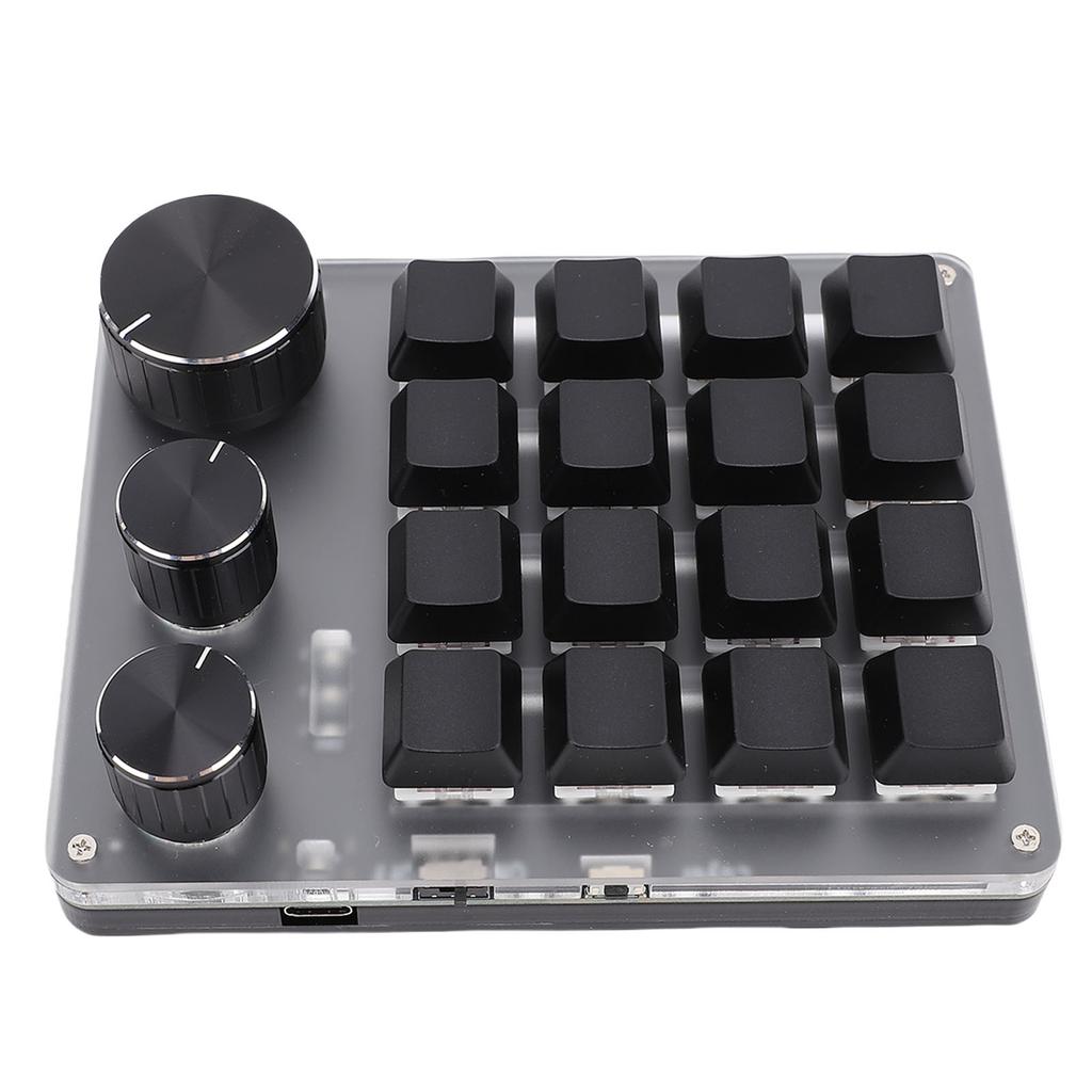 Tastatur 16 Tasten 3 Drehregler 2,4G Kabelgebunden 3 Modi Rot Mechanisches Tastaturfeld Anpassen