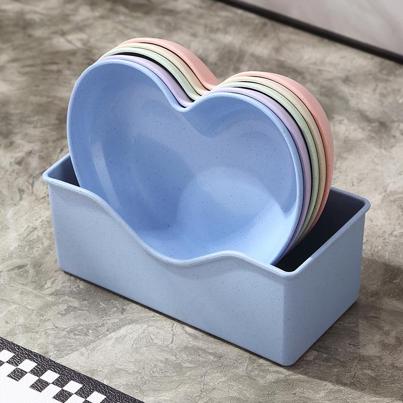 Creative Plates, Snacks, Simple Plates, Thickened Anti-Drop Spitting Bone Saucers, Plastic Fruit Plates, Love Shapes, Drop-Resistant Plates