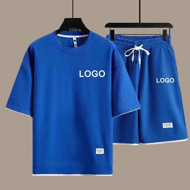 

T-shirts Short Pants 2-Piece Suit Men Summer Fashion Short Sleeve Tracksuit Set Shorts Streetwear Tee Tops L