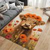 Highland Cow with Flower Crown suitable as a non-slip mat for the living room or bedroom sofa