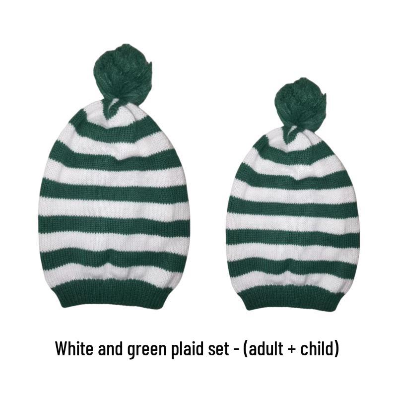 Gorro Festivo de Tricô com Pom-Pom de Papai Noel - Gorro de Natal Aconchegante para Pais e Filhos