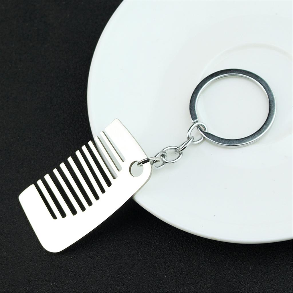 Titaniums Steel Keychain Pocket Comb Hip Hop Style Keyring Unique Hair Styling Jewelry Accessory for Women and Girls